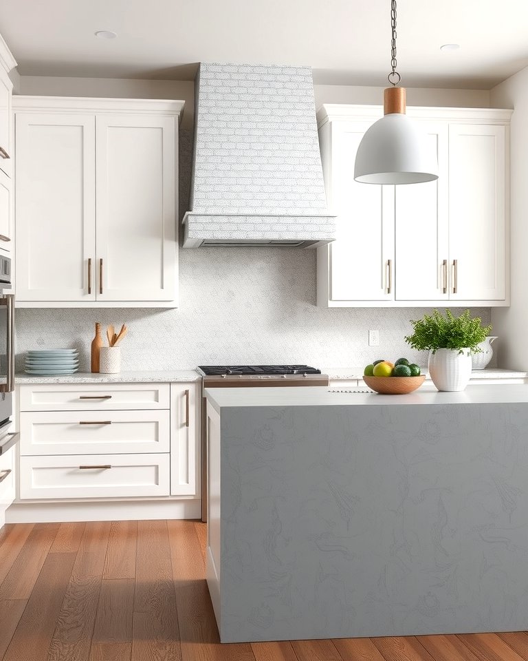 25 White Kitchen Cabinets with Grey Island Ideas