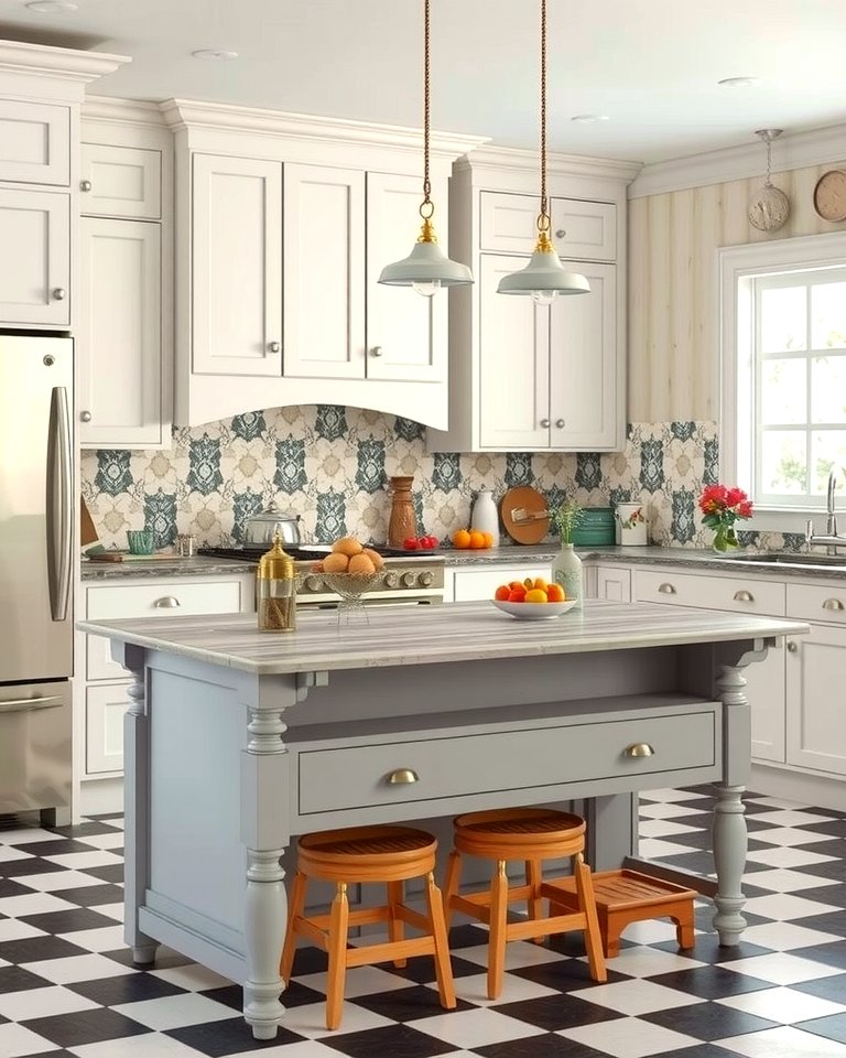 25 White Kitchen Cabinets with Grey Island Ideas