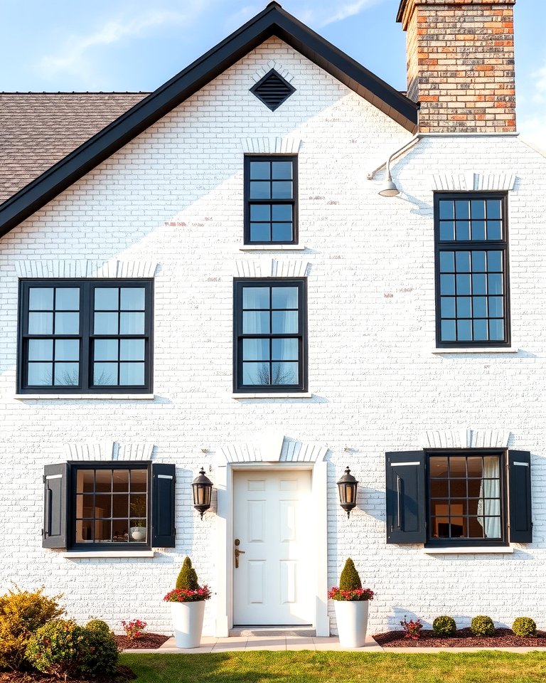 25 White Farmhouse with Black Windows Ideas