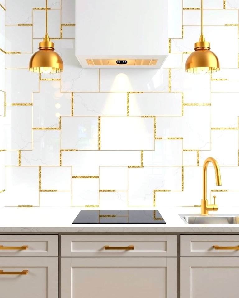 25 White and Gold Kitchen Backsplash Ideas for Elegance