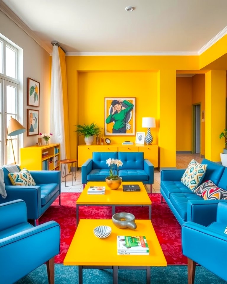 25 Yellow and Blue Living Room Ideas for a Fresh Look