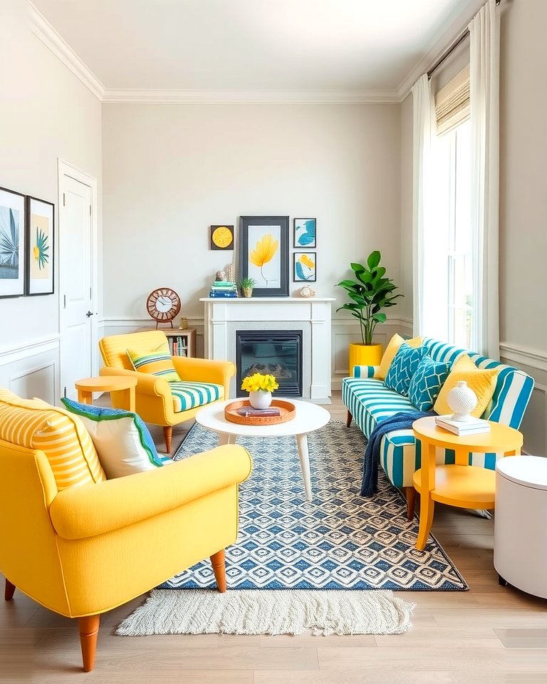 25 Yellow and Blue Living Room Ideas for a Fresh Look