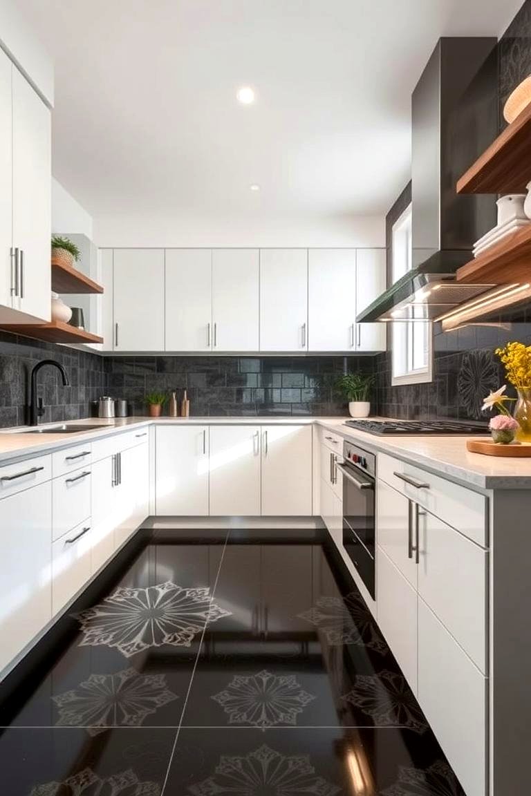 30 Sleek Black Floor Kitchen Ideas for Contemporary Designs