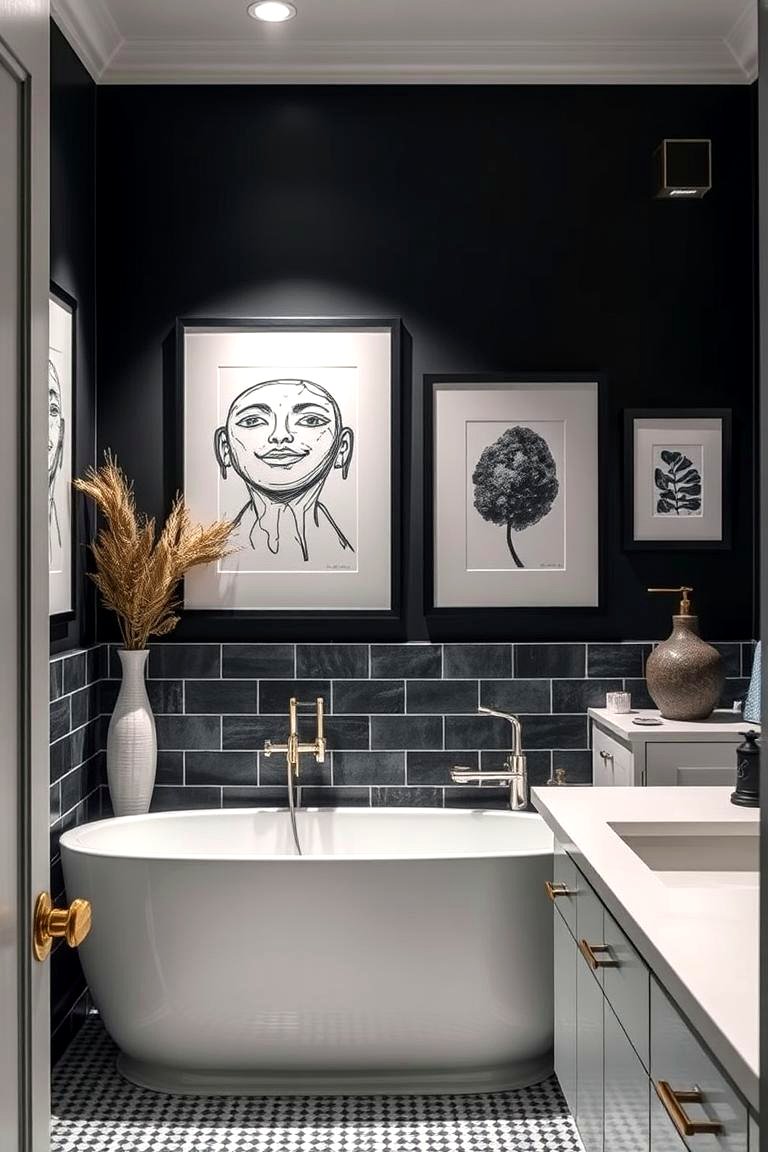 30 Striking Black and Blue Bathroom Ideas for Dramatic Flair