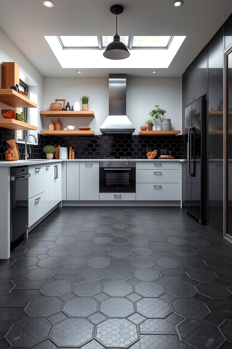 30 Sleek Black Floor Kitchen Ideas for Contemporary Designs