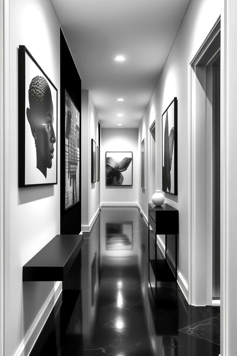 30 Chic Black and White Hallway Ideas for Timeless Elegance