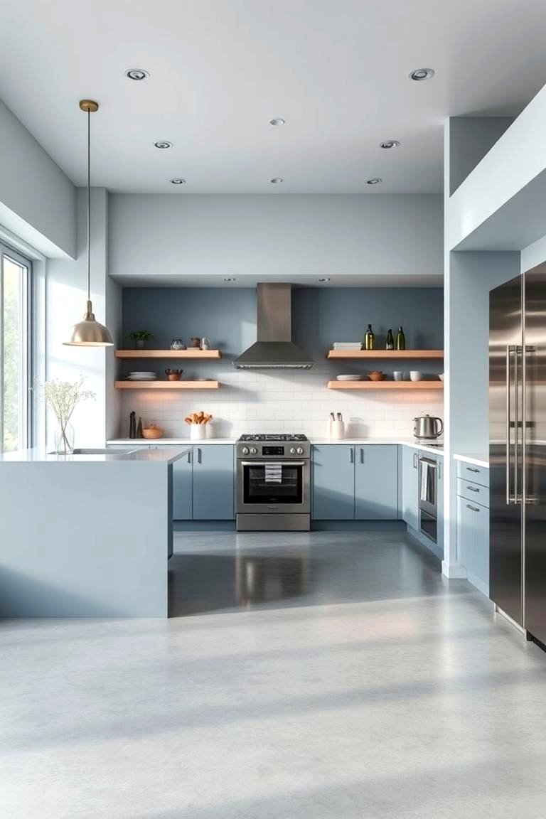 30 Industrial Chic Concrete Floor Kitchen Design Concepts