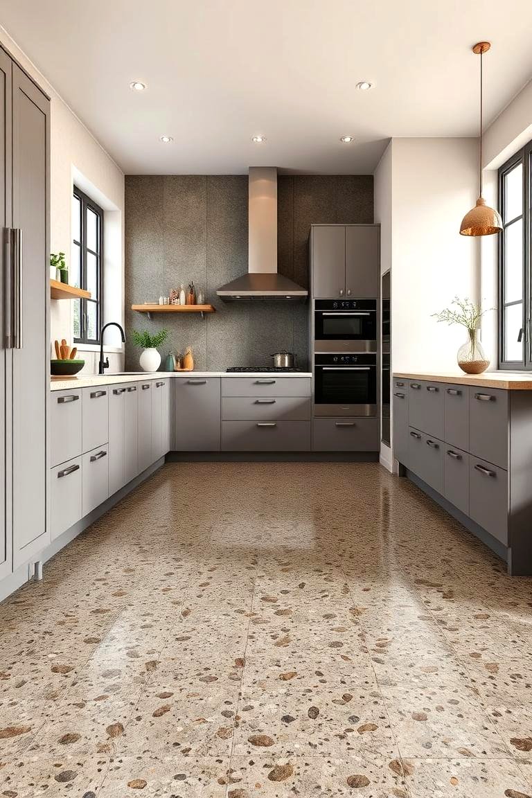 30 Industrial Chic Concrete Floor Kitchen Design Concepts