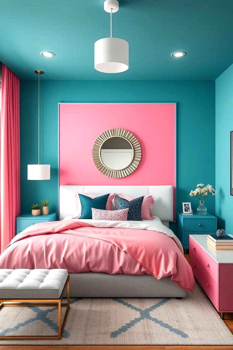 30 Teal and Pink Bedroom Ideas for Bold Modern Design