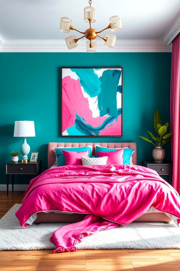 30 Teal and Pink Bedroom Ideas for Bold Modern Design