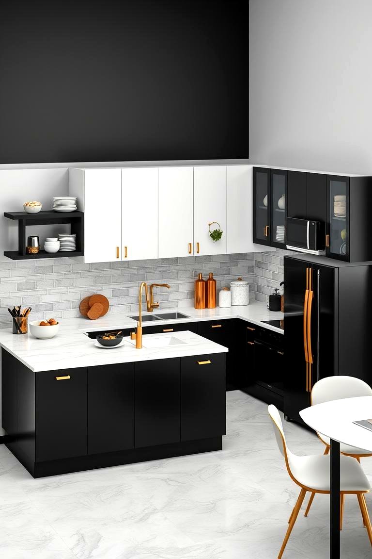 30 Luxe Black, White, and Gold Kitchen Ideas for Elegant Spaces