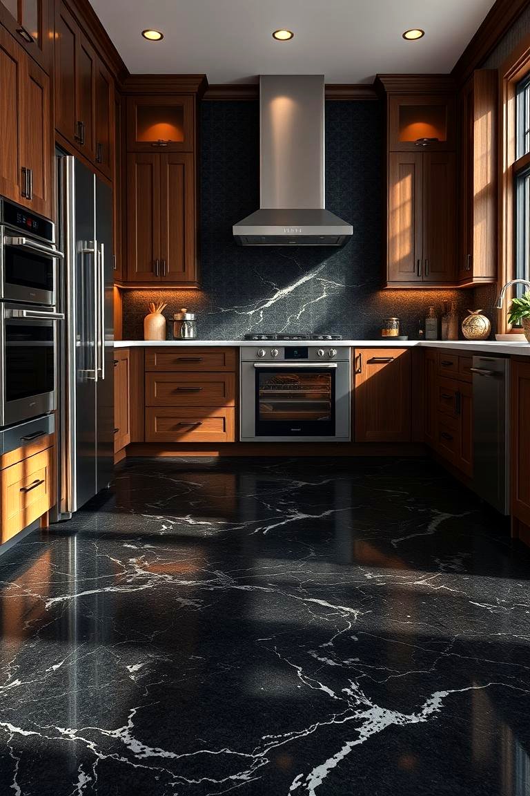 30 Sleek Black Floor Kitchen Ideas for Contemporary Designs