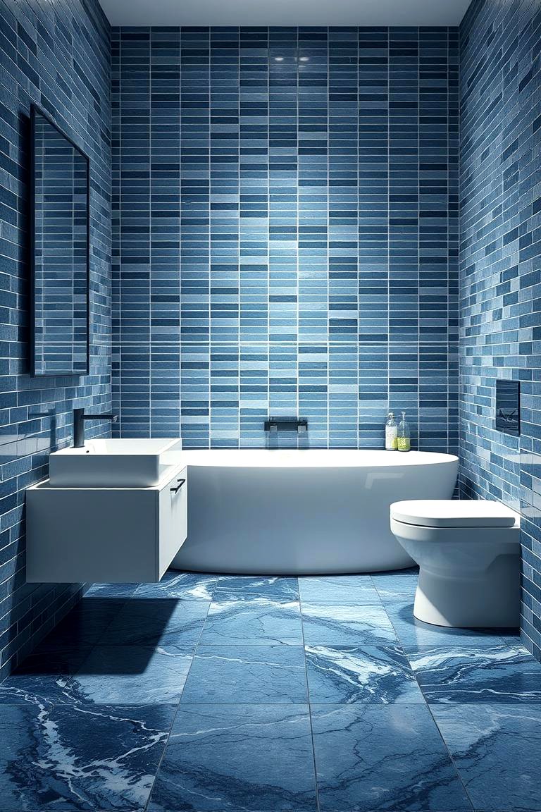 30 Striking Black and Blue Bathroom Ideas for Dramatic Flair