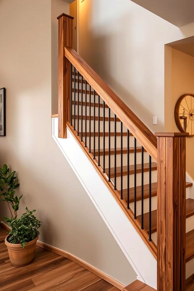 30 Rustic Farmhouse Stair Railing Ideas & Designs