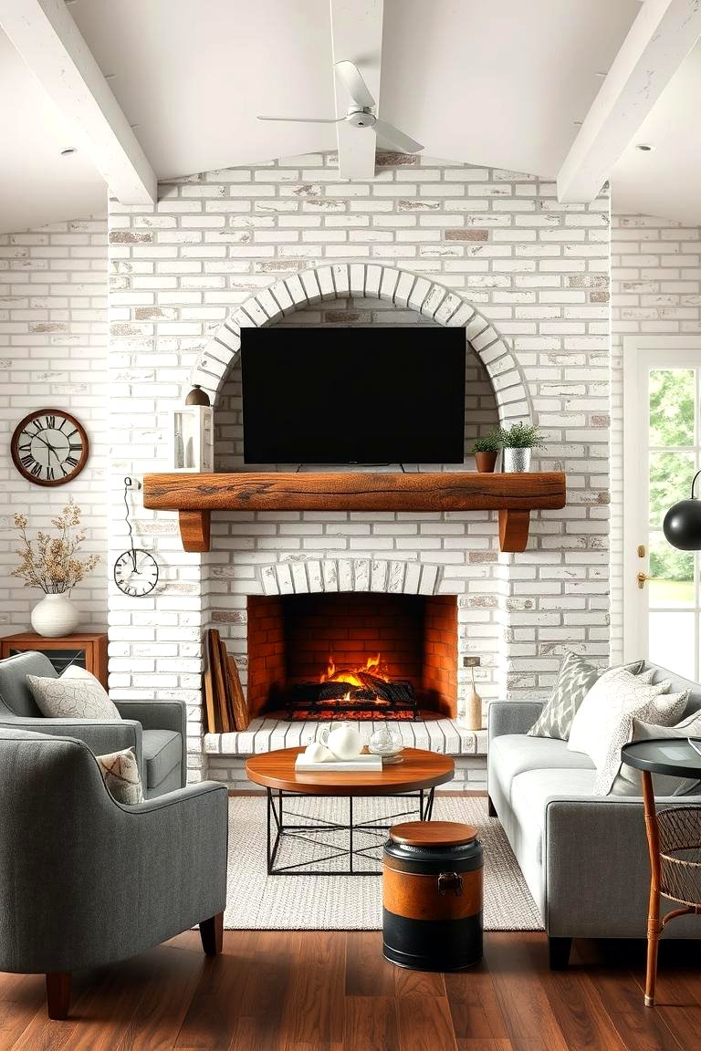 30 White Brick Fireplace Ideas for Timeless Living Rooms