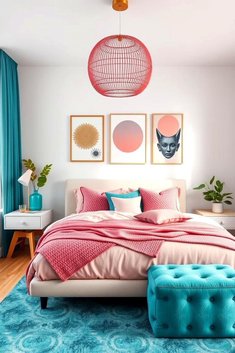 30 Teal and Pink Bedroom Ideas for Bold Modern Design