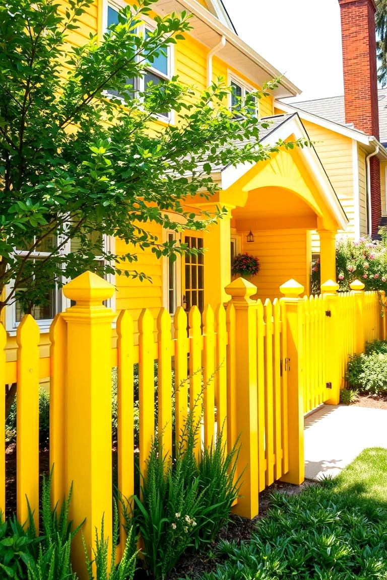 30 Best Fence Paint Colors For Outdoor Style Sunny Yellow