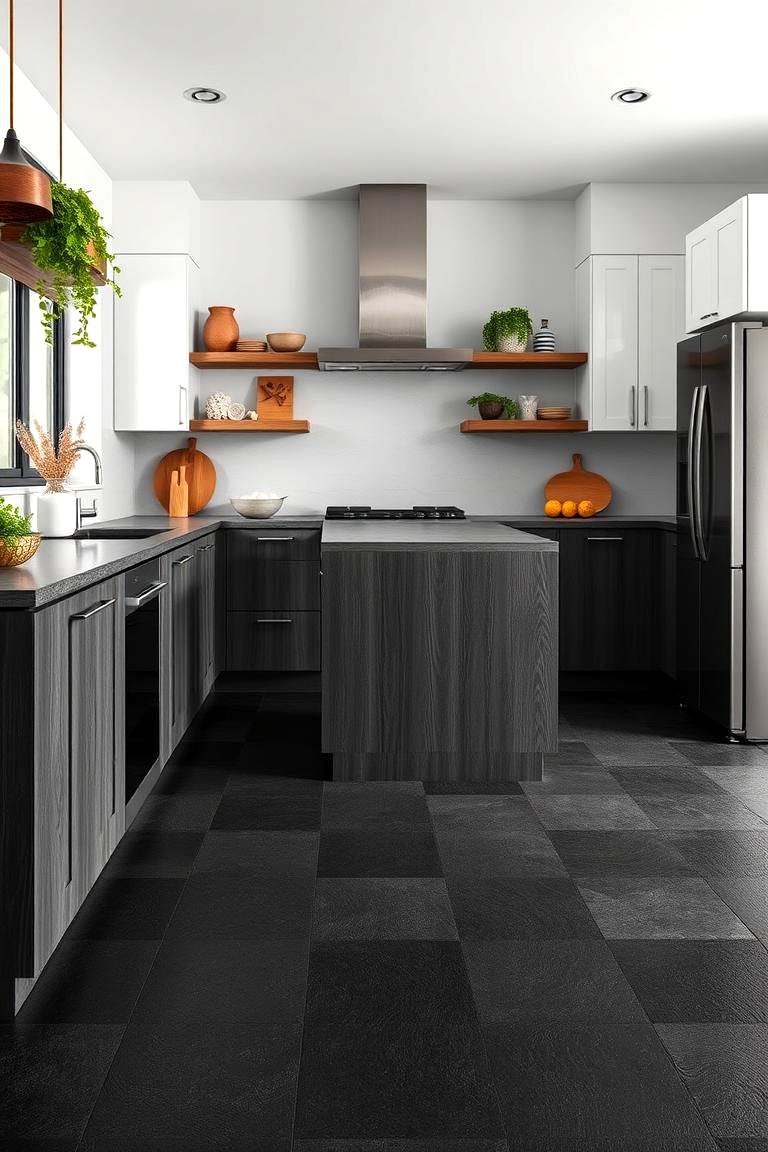 30 Sleek Black Floor Kitchen Ideas for Contemporary Designs
