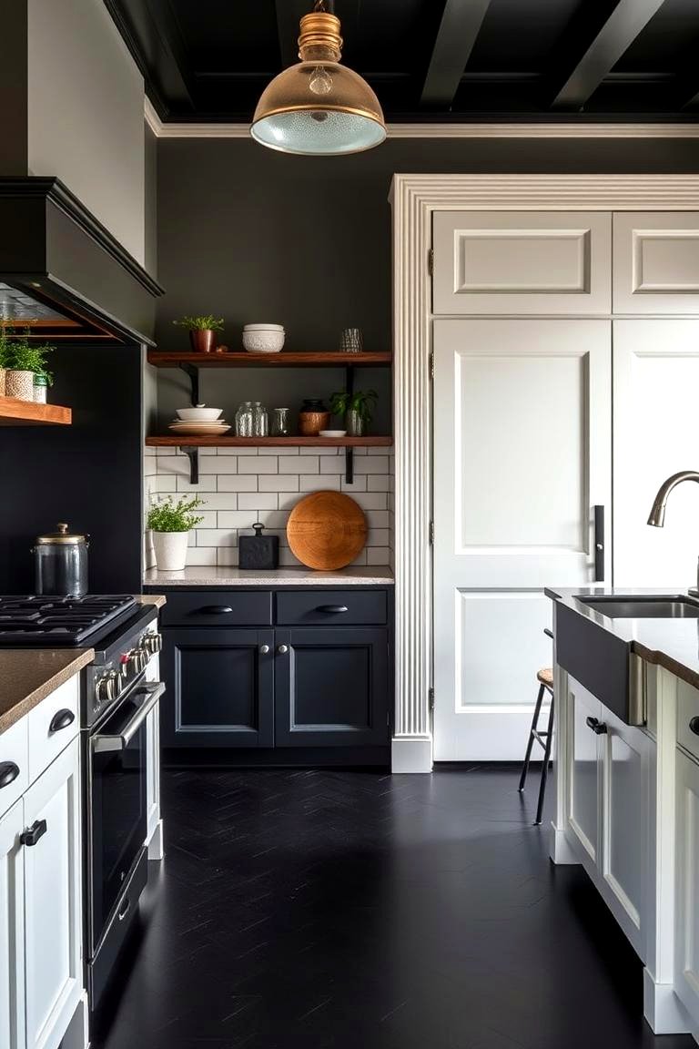 30 Sleek Black Floor Kitchen Ideas for Contemporary Designs