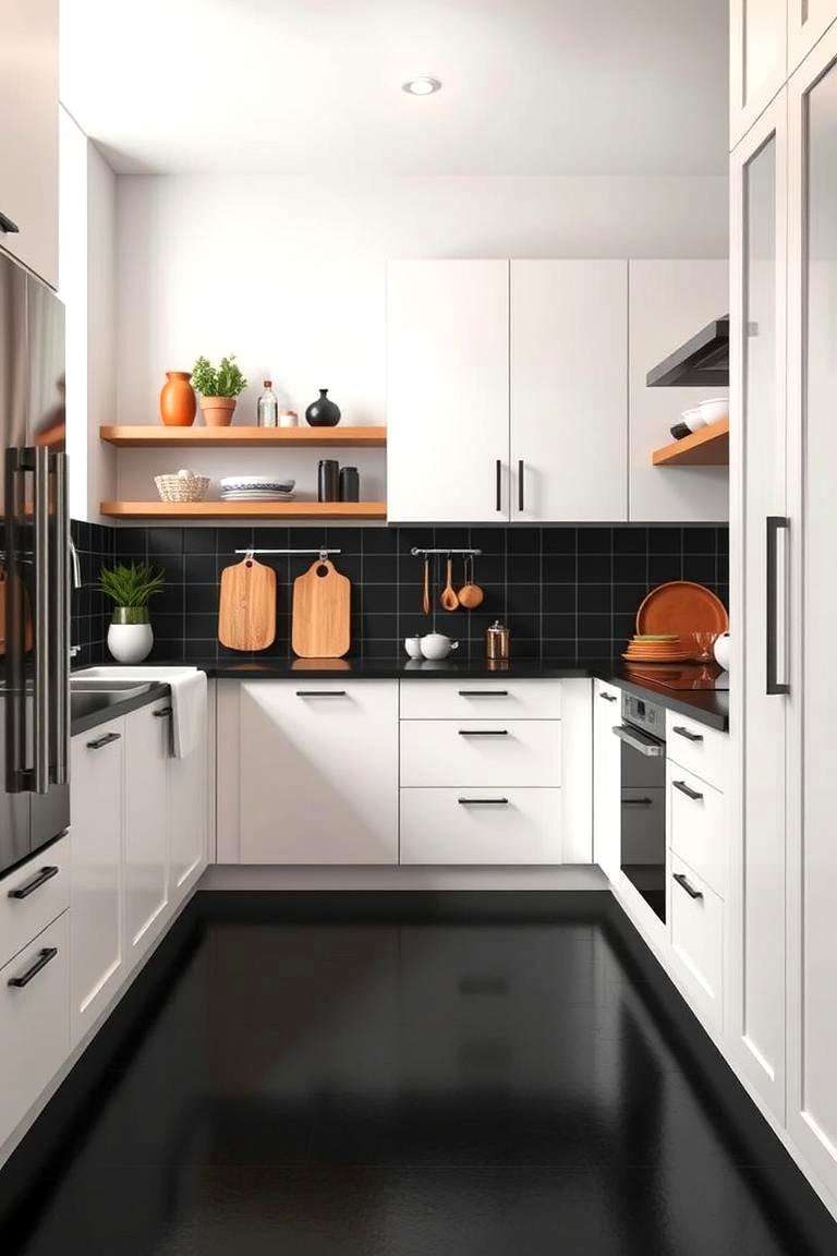 30 Sleek Black Floor Kitchen Ideas for Contemporary Designs