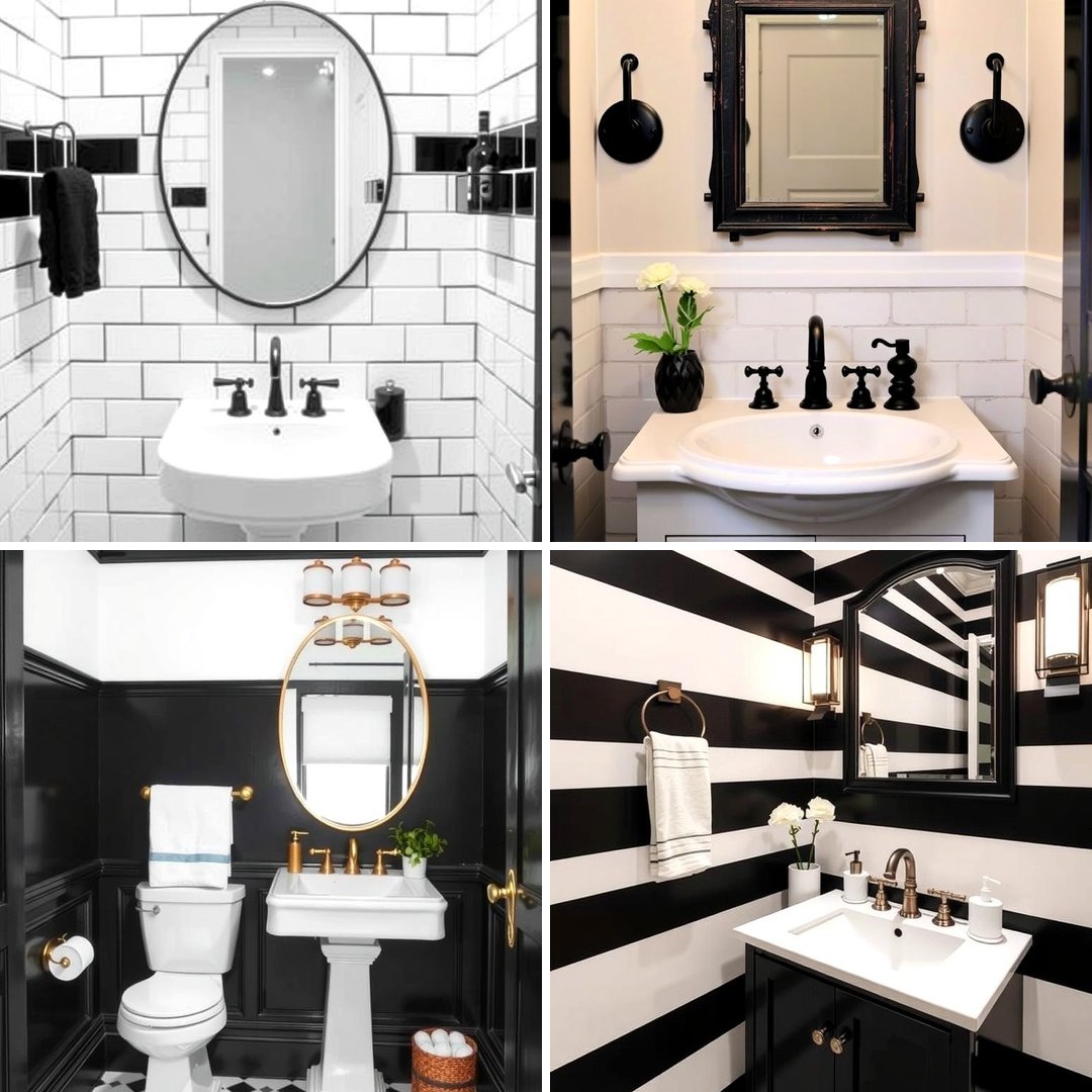 20 Black and White Powder Room Ideas for a Classic Style