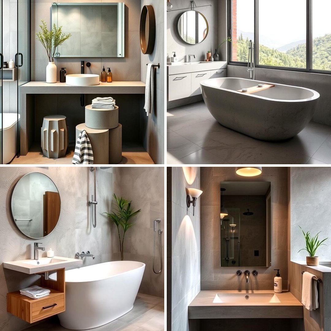 View of 20 Concrete Bathroom Ideas for a Sleek and Modern Design