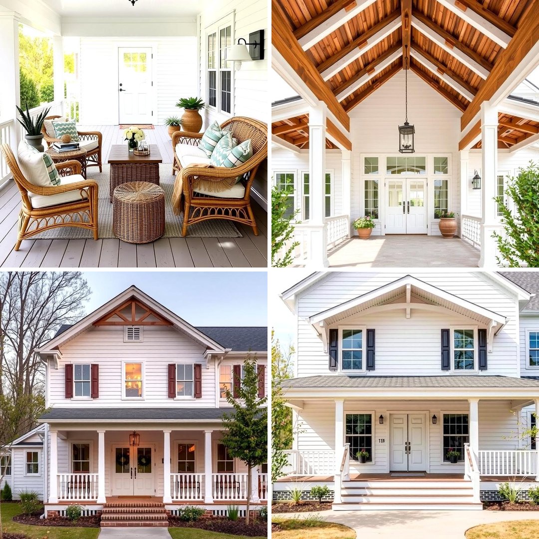 20 White Farmhouse With Wrap-around Porch Ideas