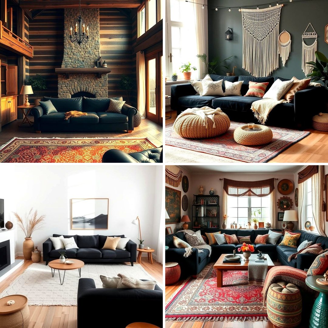 21 Living Room Ideas With Black Couches: Modern Style