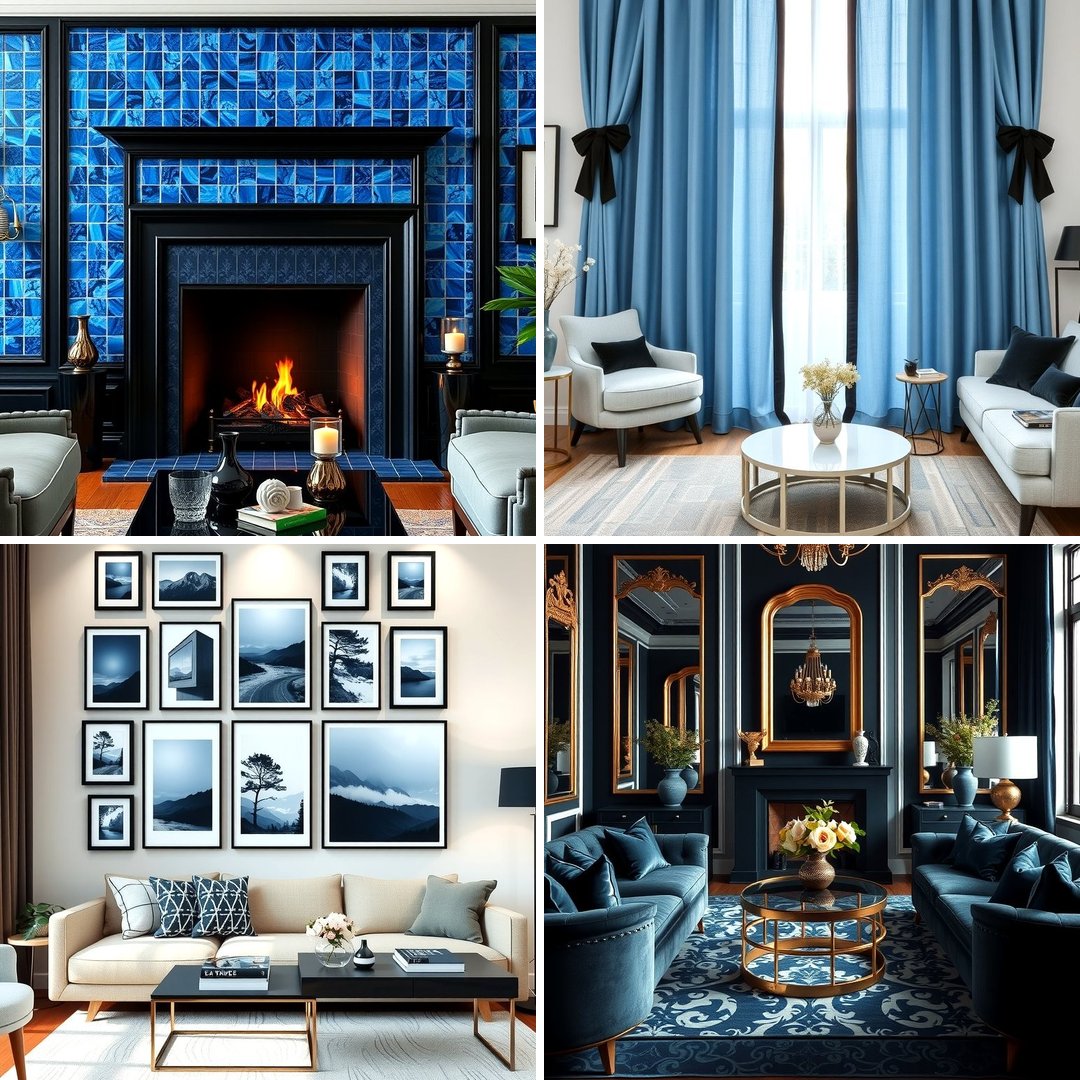 25 Bold Black and Blue Living Room Ideas for a Statement