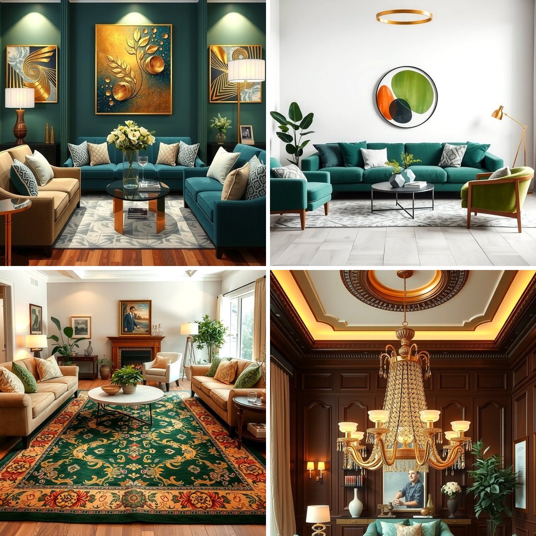 25 Green and Gold Living Room Ideas for Luxury