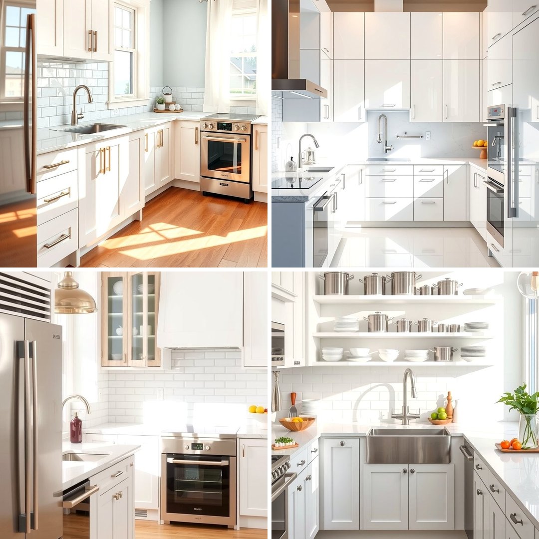 25 White Kitchen with Stainless Steel Appliances Ideas