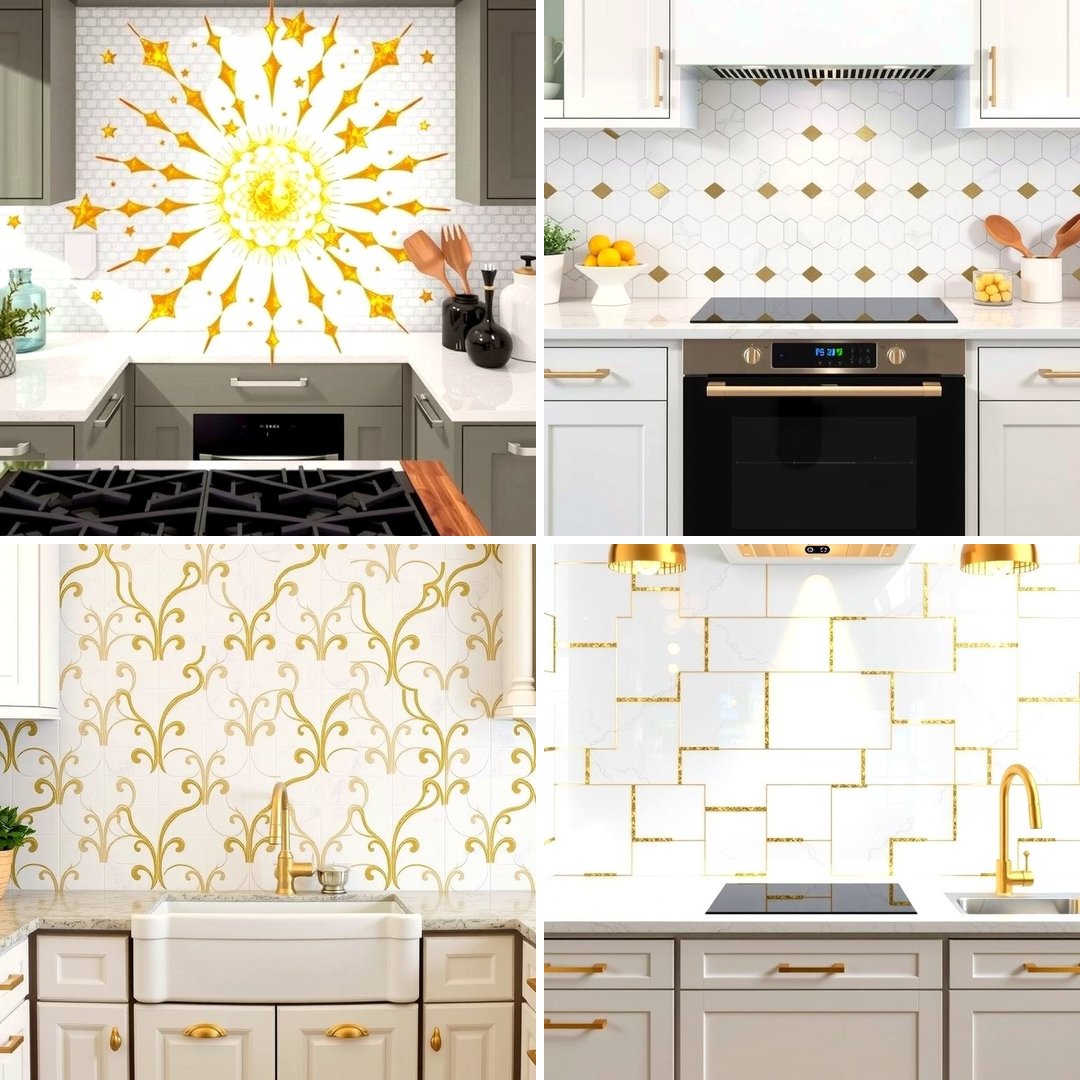 25 White and Gold Kitchen Backsplash Ideas for Elegance