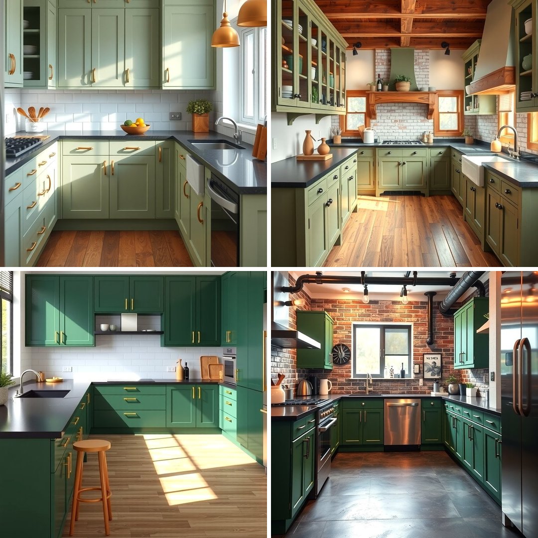 Emerald Green Kitchen Cabinets with Black Countertops: A Timeless and ...