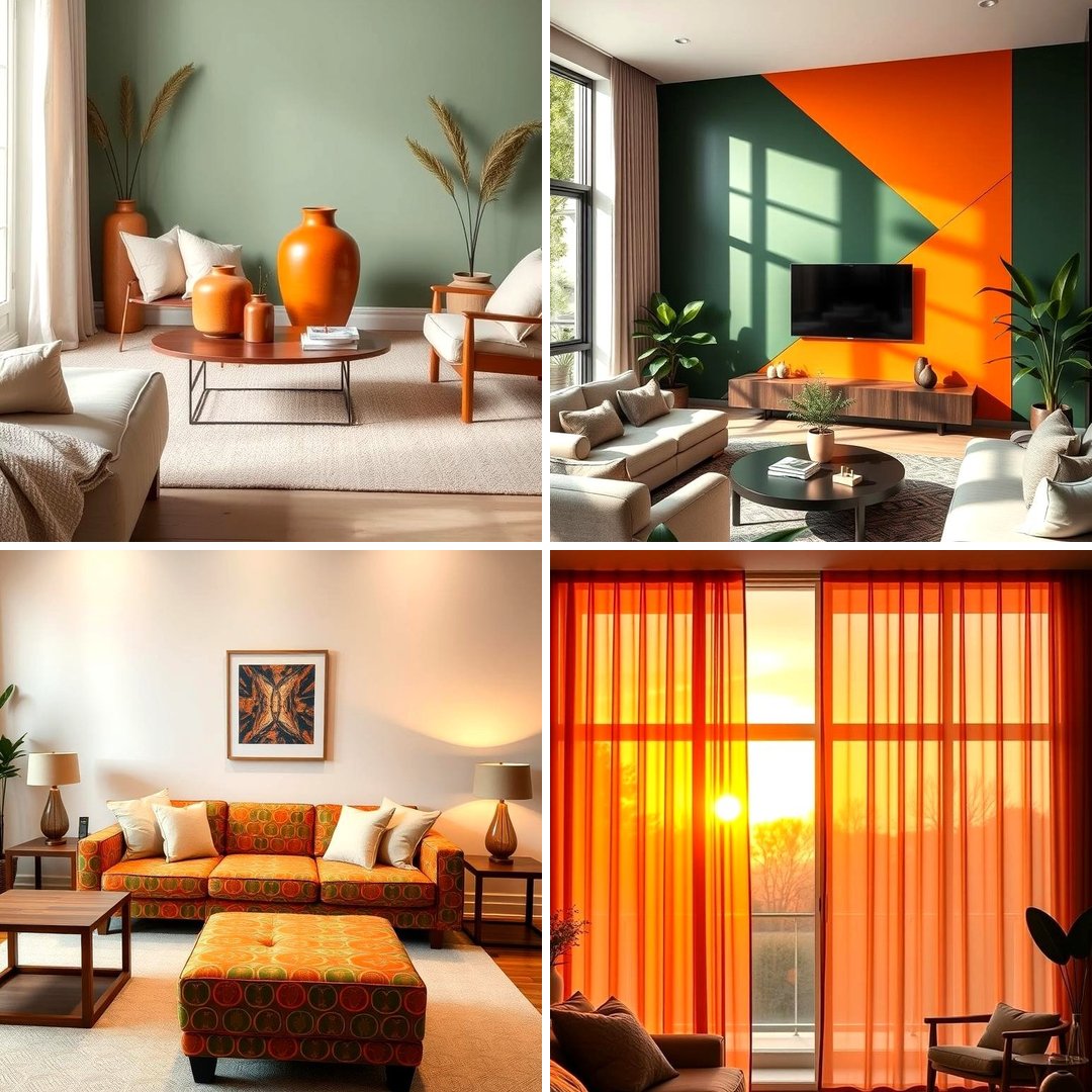 30 Green and Orange Living Room Ideas for Bold Style