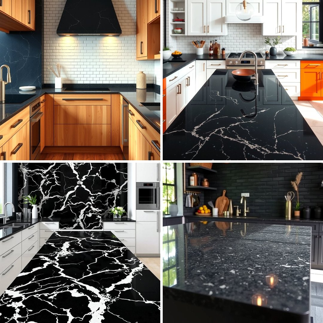 30 Sleek Black Granite Countertop Kitchen Designs for Luxury