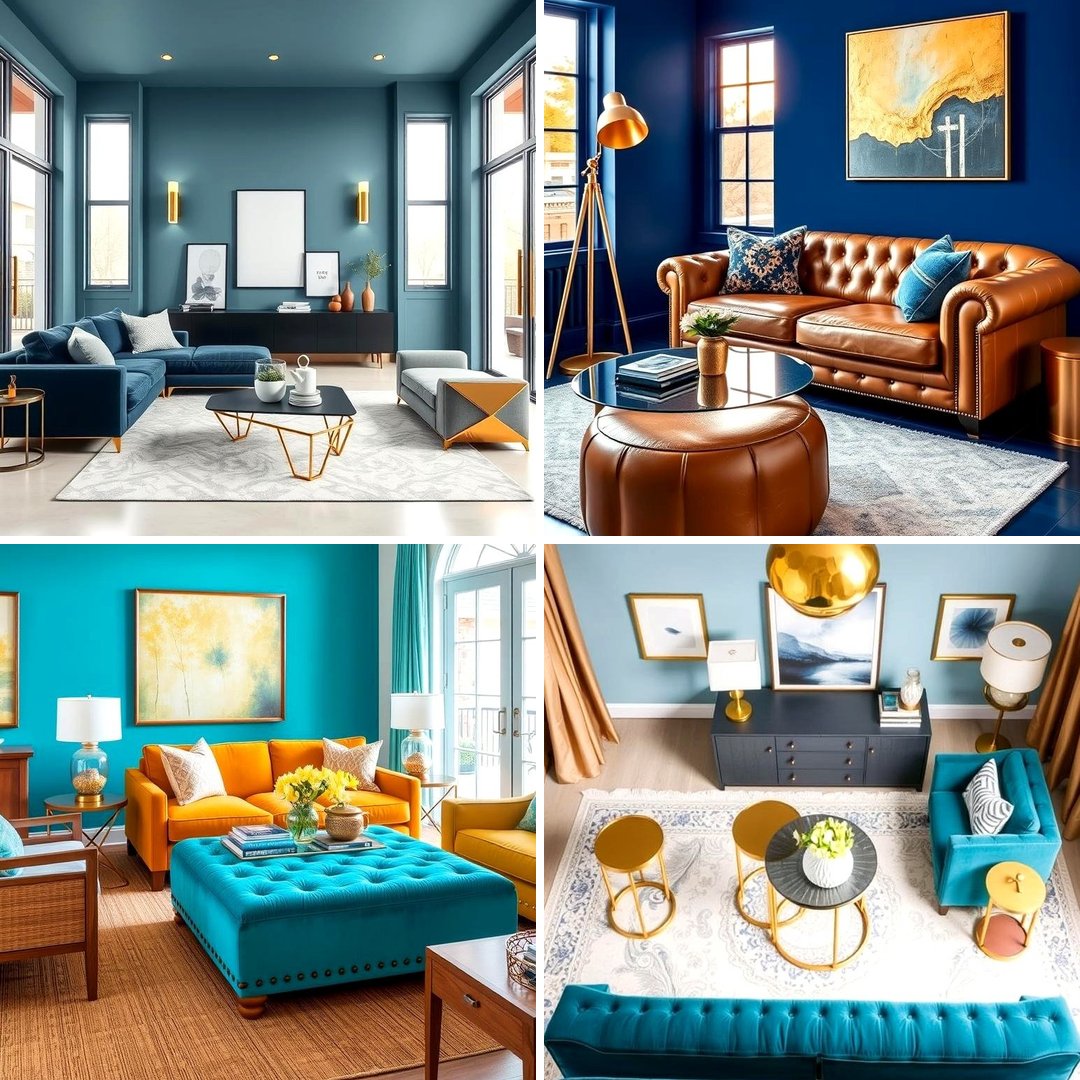 30 Stunning Blue and Gold Living Room Ideas for Elegant Spaces