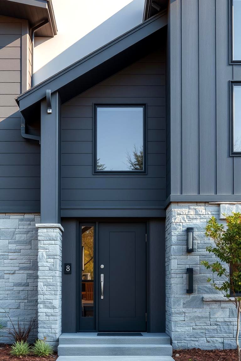 21 Gray Exterior House Paint Ideas For Stunning Curb Appeal Contemporary Slate Gray Finish