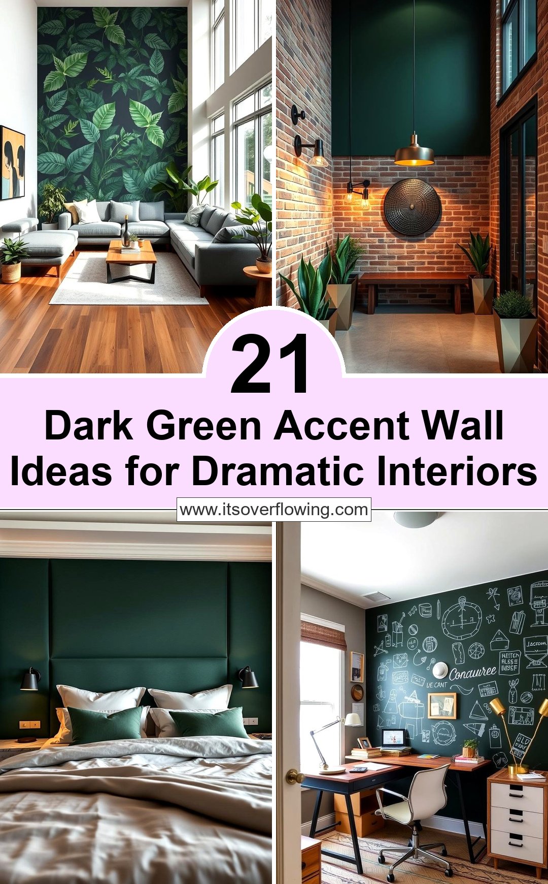 21 Dark Green Accent Wall Ideas for Dramatic Interiors