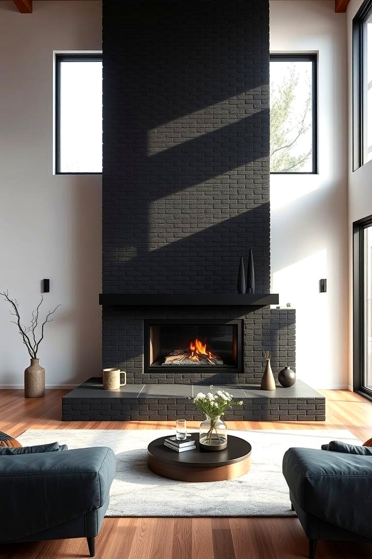 30 Black Brick Fireplace Ideas for Dramatic Focal Points