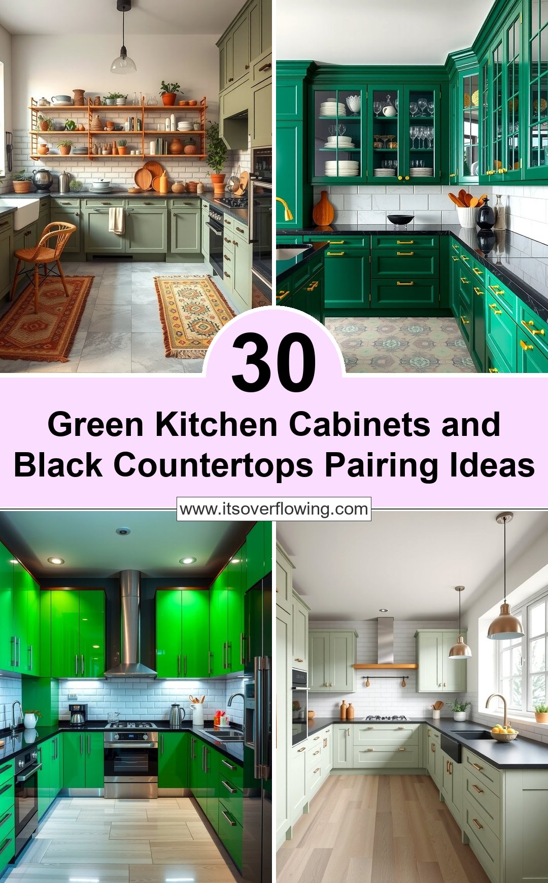 30 Green Kitchen & Black Countertops Pairing Ideas