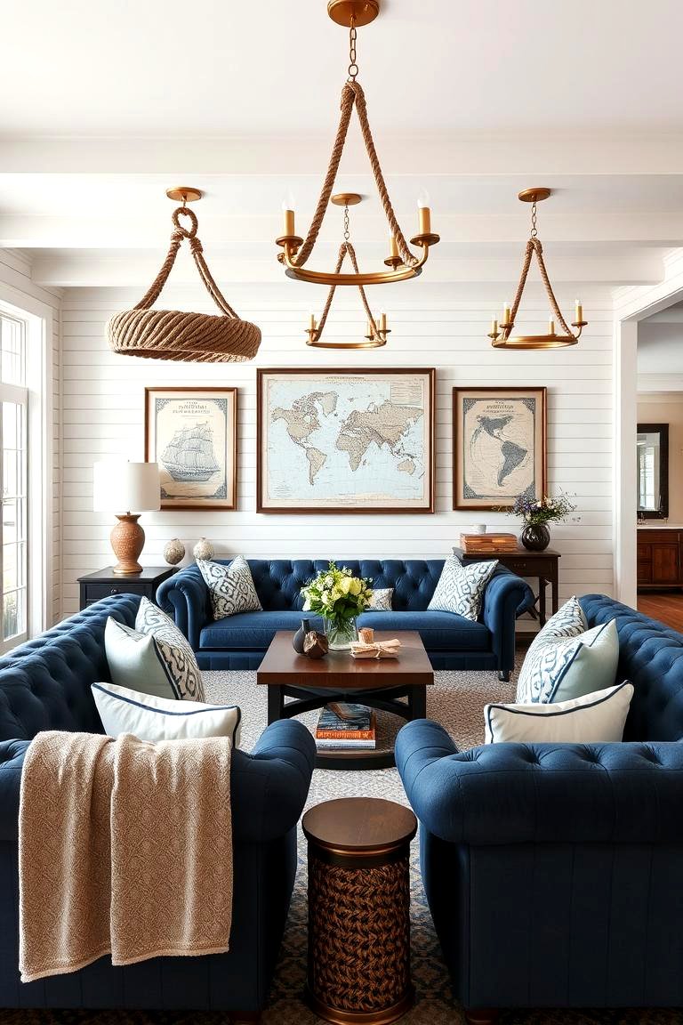 21 Coastal Living Room Ideas with Nautical Accents