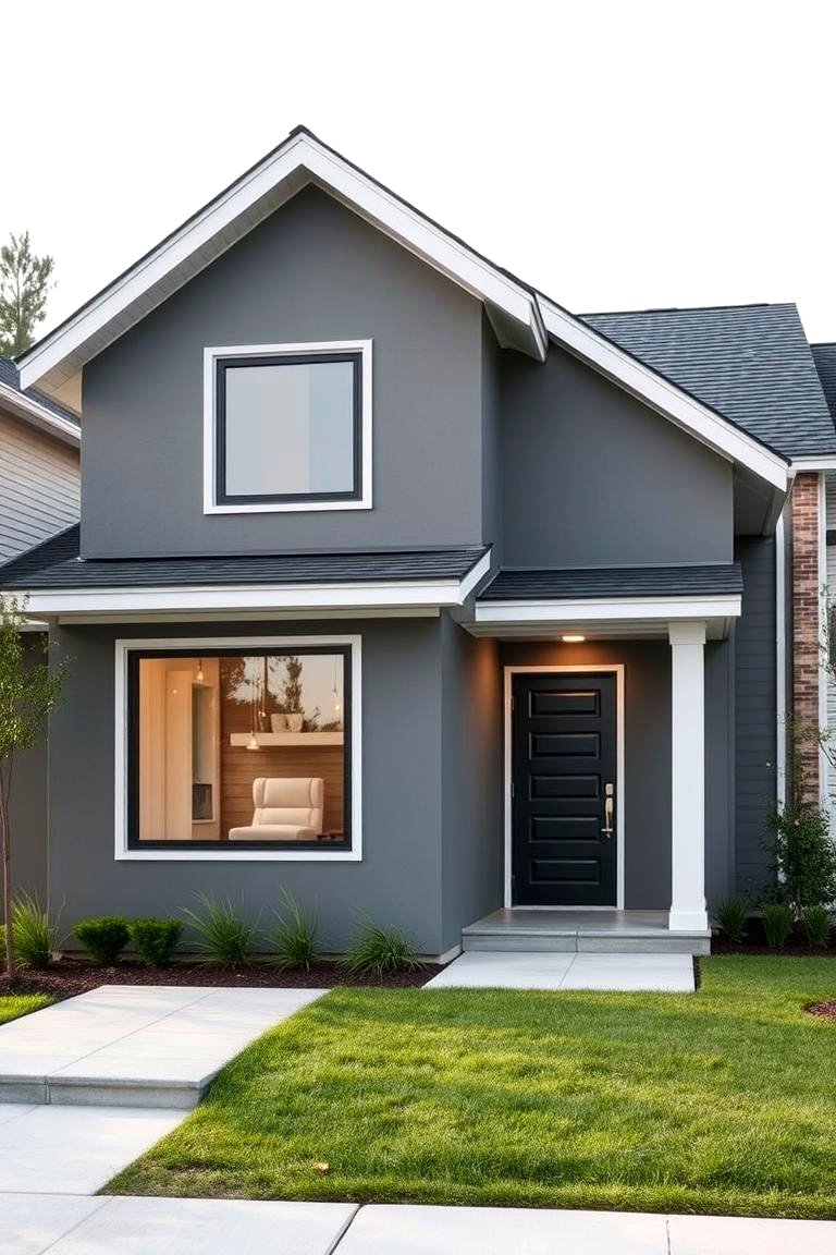 21 Gray Exterior House Paint Ideas For Stunning Curb Appeal Modern Minimalist Gray Facade