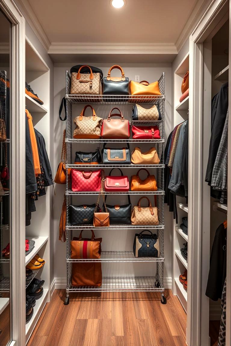 Purses Rack Rotable 17 Purse Storage Ideas for Organized Closets and Entryways