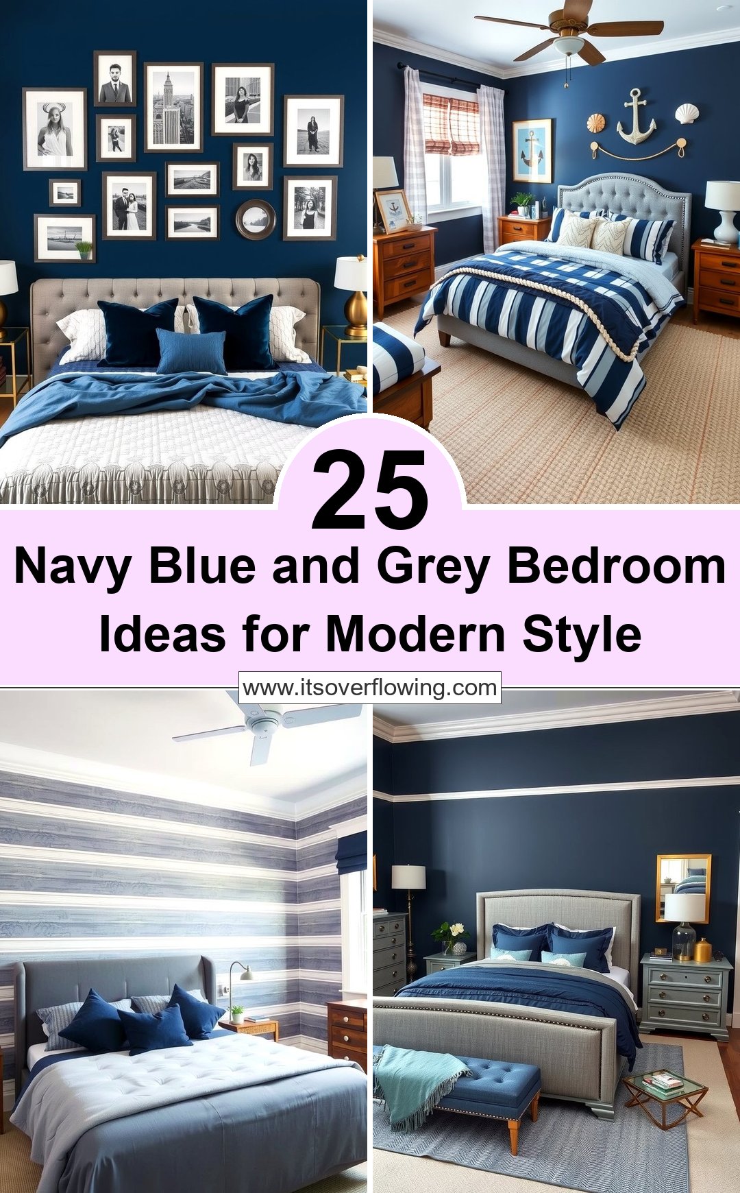 25 Navy Blue and Grey Bedroom Ideas for Modern Style