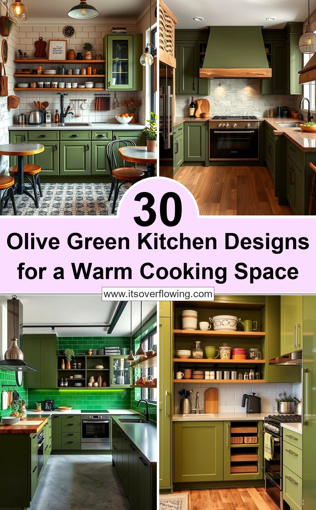 30 Olive Green Kitchen Designs for a Warm Cooking Space