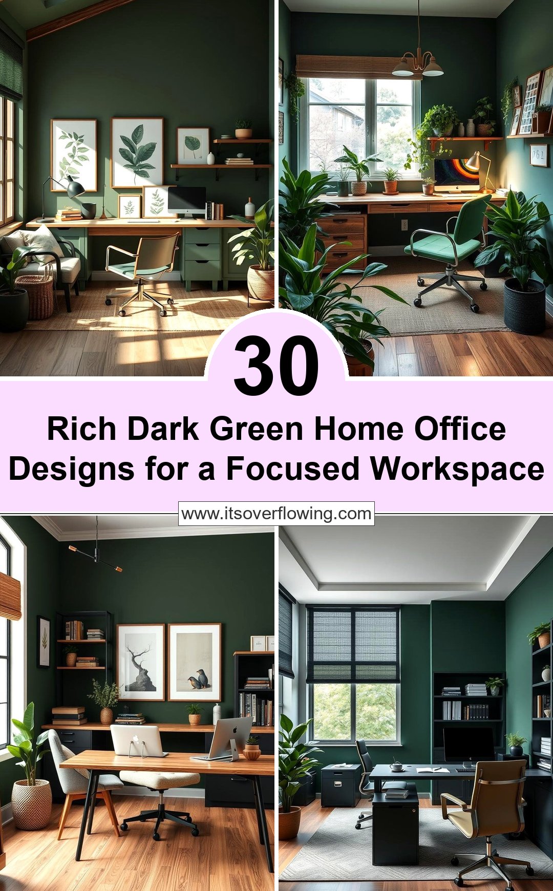 View of 30 Rich Dark Green Home Office Designs for a Focused Workspace