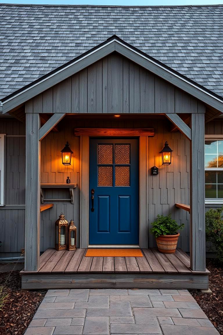 30 Grey House With Blue Door Ideas: Charming Curb Appeal