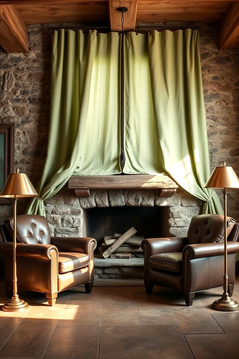 Sage Green And Ochre Living Room