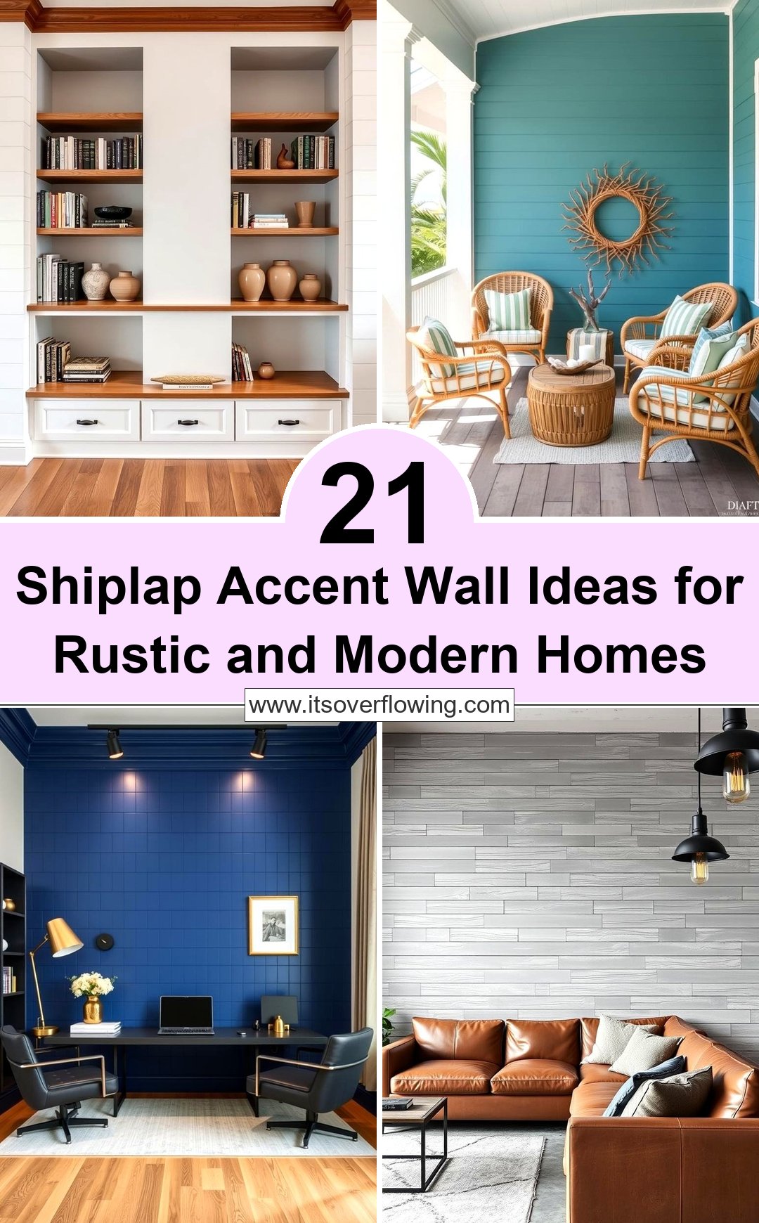 View of 21 Shiplap Accent Wall Ideas for Rustic & Modern Homes