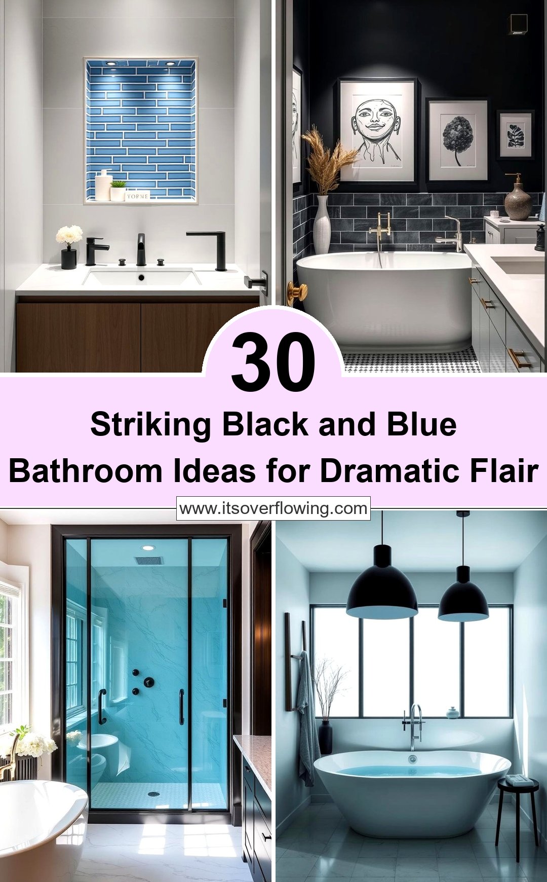 30 Striking Black and Blue Bathroom Ideas for Dramatic Flair